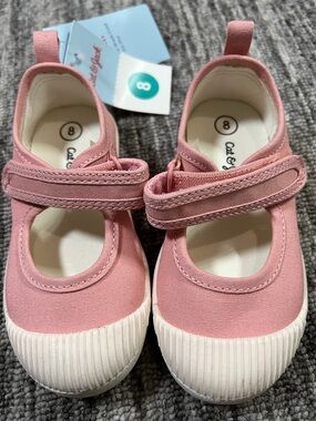 Cat & Jack Pink Mary Jane Canvas Hook-and-Loop Sneakers Size 8